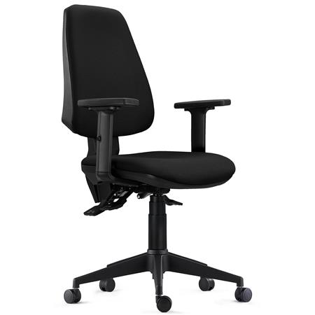 Cadeira Ergonómica INDIANA PRO, Uso Intensivo 8H, Reclinável, Braços 2D, Pano, Preto