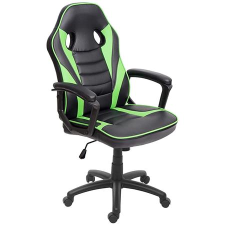 Cadeira Gaming DRIFT, Design Desportivo, Mecanismo Balanço, Em Pele, Cor Preto/Verde