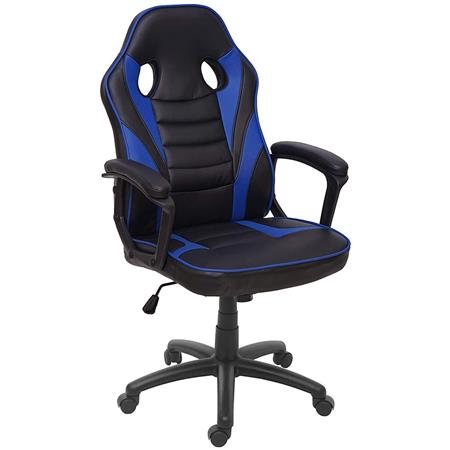 Cadeira Gaming DRIFT, Design Desportivo, Mecanismo Balanço, Em Pele, Cor Preto / Azul