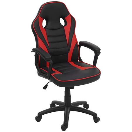 Cadeira Gaming DRIFT, Design Desportivo, Mecanismo Balanço, Em Pele, Cor Preto / Vermelho