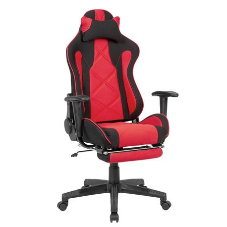 Cadeira Gaming OMERO, Apoia Pés Extensível, Reclinável, Almofada Cervical, Em Vermelho