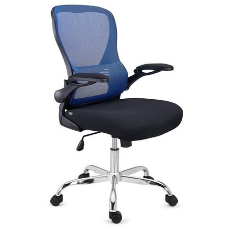 Cadeira de Escritório CORFU, Braços Rebatíveis, Design Ergonómico, Cor Azul