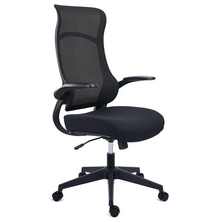 Cadeira de Escritório DAFNE, Design Ergonómico, Alta Qualidade, Braços Rebatíveis, Preto