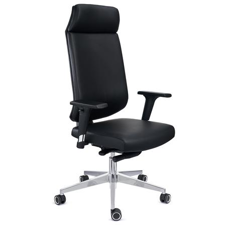 Poltrona de Escritório MILANO, Design Ergonómico, Acabamentos Premium, Pele, Preto