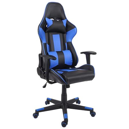 Cadeira Gaming CAMTON, Encosto Reclinável, Almofada Lombar e Cervical, Em Azul