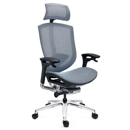 Cadeira Ergonómica OPTIMA C, Apoio Lombar Ajustável em Altura, Máxima Comodidade, Malha Azul