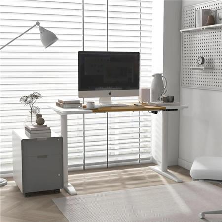 Mesa BRISA, Dimensões 120x60, Versátil e Moderna, Regulação Automática em Altura, Branco e Faia