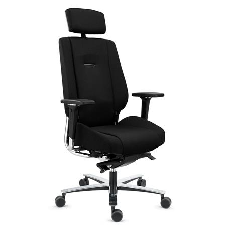 Cadeira Ergonómica KRATOS, Uso 24 horas, Máximo Conforto e Durabilidade, Totalmente Certificada, em Tecido, Cor Preto 