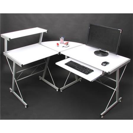 Mesa de Computador EASY LINE, Fabricada em Madeira e Alumínio, Muito Ampla, 140x115x72cm, Cor Branco