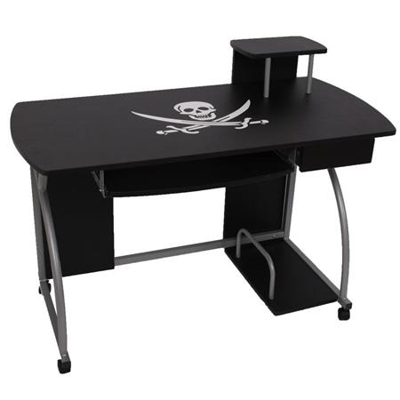 Mesa de Computador OHIO PRO II, Com Apoio para Teclado, Dimensões 115x55cm, em Preto Versão Pirata