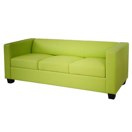 Sofá de 3 lugares BASILIO, Design Elegante, Grande Conforto, em Pele, Cor Verde