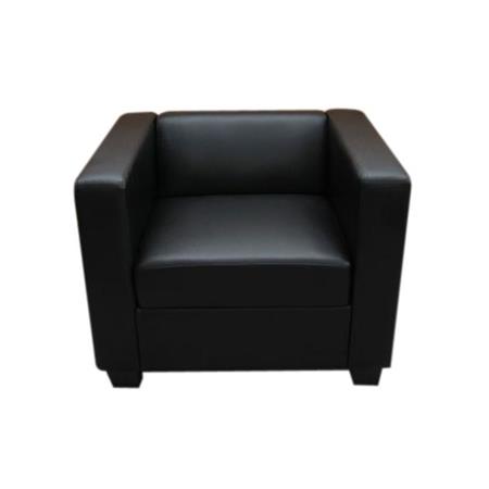 Poltrona BASILIO de 1 lugar, Design Elegante, Grande Conforto, Pele, Cor Preto