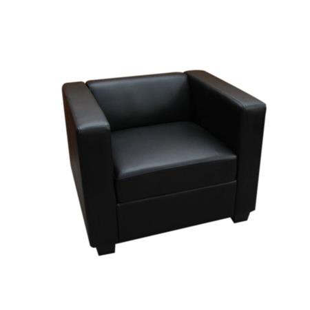 Poltrona BASILIO de 1 lugar, Design Elegante, Grande Conforto, Pele Real, Cor Preto