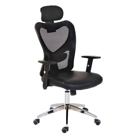 Cadeira Ergonómica ZELIA, Uso 8 Horas, Suporte Lombar Acolchado, Estrutura Metálica, Cor Preto