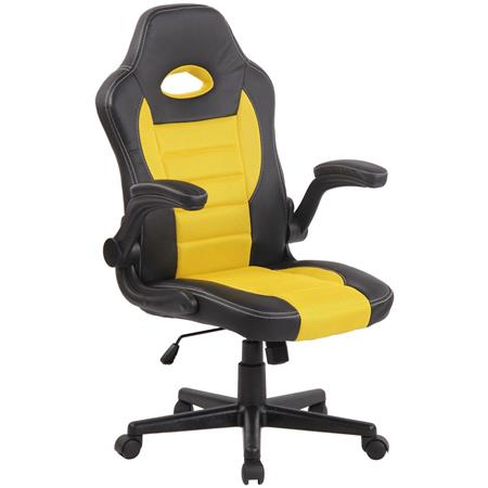 Cadeira de Computador Gaming LOTUS, apoia braços dobráveis, em pele malha transpirável cor amarelo