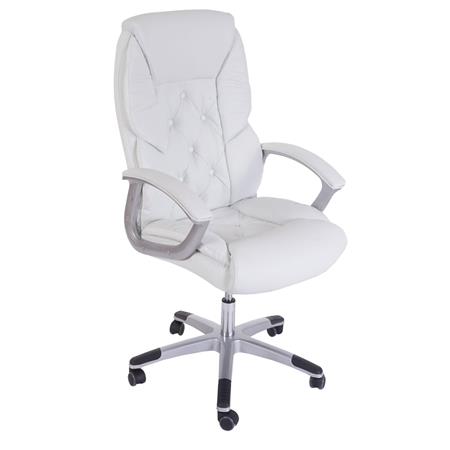 Poltrona de Escritório DIONE, Elegante design, Bom acolchoado, Resistente Até 150 kg, Em Pele Branco