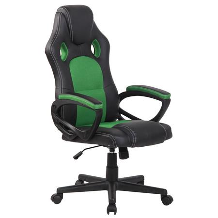 Cadeira Gaming MONTMELO, Design Desportivo, Em Pele e Pano, Cor Preto e Verde