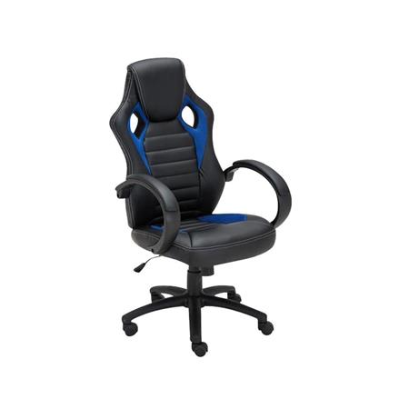 Cadeira Gaming ASCARI, Design Desportivo e Extra Comodidade, Pele e Tecido, Cor Preto e Azul