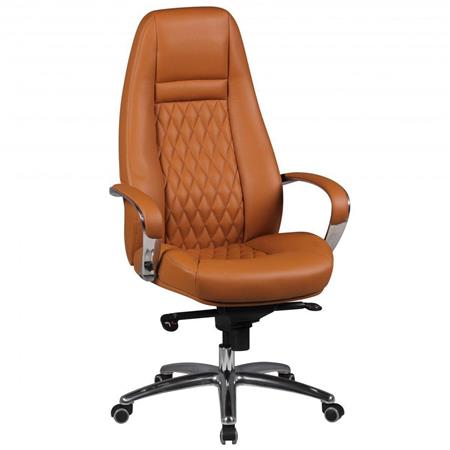 Poltrona Ergonómica TINDAYA, Design Exclusivo, Em Pele Verdadeira, Cor Castanho Claro