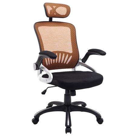 Cadeira Ergonômica SAMANA, Suporte Lombar, Cabeceira Regulável em Malha Transpirável, cor Laranja/Preto