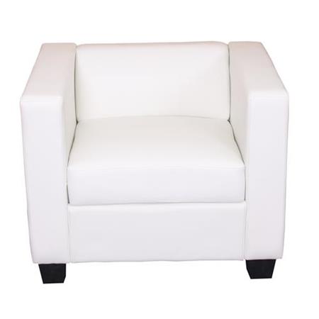 Poltrona BASILIO de 1 lugar, Design Elegante, Grande Conforto, Pele, Cor Branco