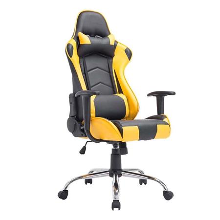 Cadeira Gaming ZELDA, Encosto Reclinável, Almofadas Incluidas, Base Metálica, Em Preto/Amarelo