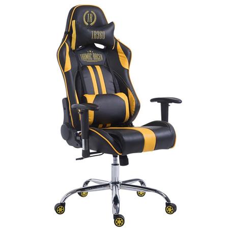 Cadeira de Gaming LOGAN, Encosto Reclinável, Almofadas incluidas, Base Metálica, Em Preto/Amarelo