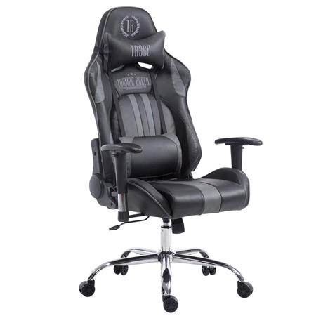 Cadeira de Gaming LOGAN, Encosto Reclinável, Almofadas incluidas, Base Metálica, Em Preto/Cinza