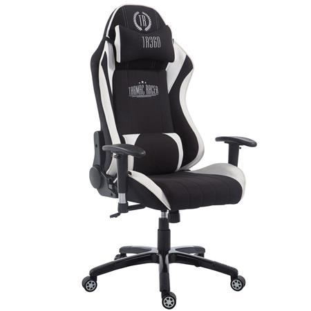 Cadeira gaming TURBO PANO, Com Encosto reclinável, Almofadas Lombar e Cervical, Preto/Branco