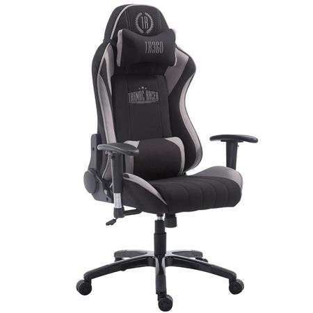 Cadeira gaming TURBO PANO, Com Encosto reclinável, Almofadas Lombar e Cervical, Preto/Cinza