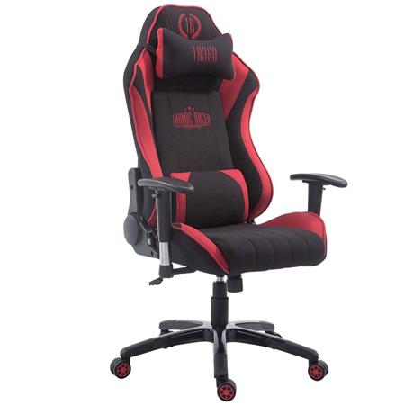  Cadeira gaming TURBO PANO, Com Encosto reclinável, Almofadas Lombar e Cervical, Preto/Vermelho