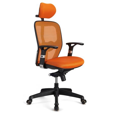 Cadeira Ergonómica FELIX PRO, Suporte Lombar Ajustável, Adequada uso 8h, Em Laranja