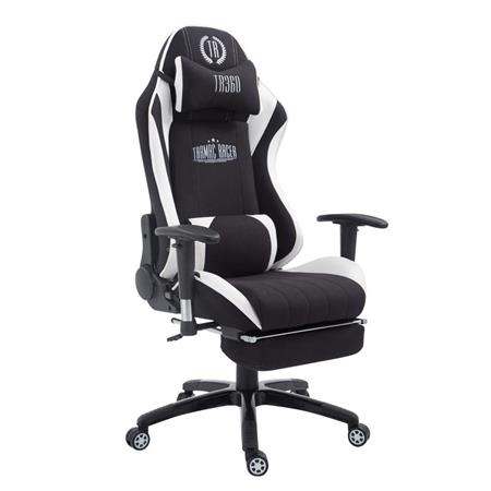 Cadeira Gaming TURBO PANO com Apoio para os pés, Encosto Reclinável, Almofadas Lombar e Cervical, Em Preto/Branco