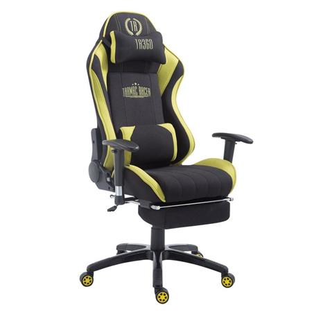 Cadeira Gaming TURBO PANO com Apoio para os pés, Encosto Reclinável, Almofadas Lombar e Cervical, Em Preto/Verde