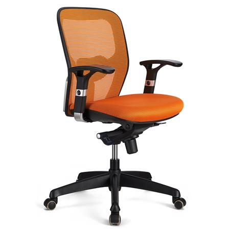 Cadeira Ergonómica FELIX, Suporte Lombar Ajustável, Adequada uso 8h, Em Laranja