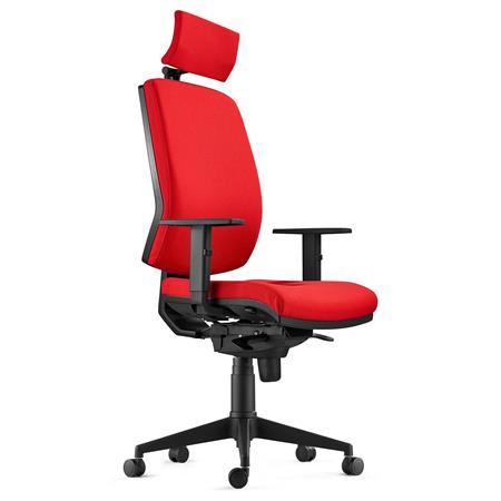 Cadeira Ergonómica OLIVER TECIDO, Com Apoia Cabeças, Cor Vermelho