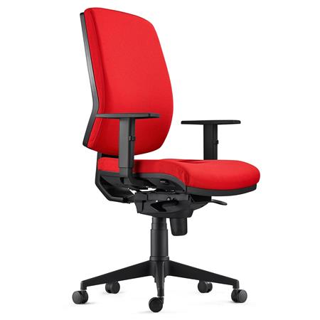 Cadeira Ergonómica OLIVER TECIDO, Acolchoado Reforçado, Cor Vermelho