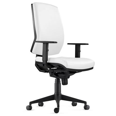 Cadeira Ergonómica OLIVER PELE REAL, Grande Acolchoado, Cor Branco