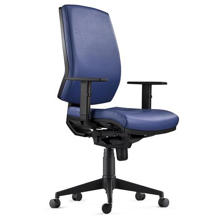 Cadeira Ergonómica OLIVER PELE REAL, Grande Acolchoado, Cor Azul