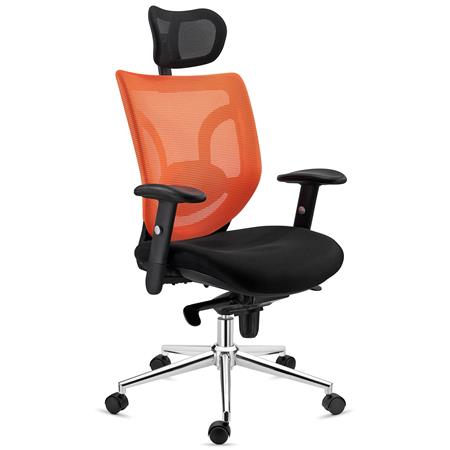 Cadeira Ergonómica LAMBO, Apoia Cabeças Ajustável, Suporte Lombar, Comodidade, em Cor de Laranja