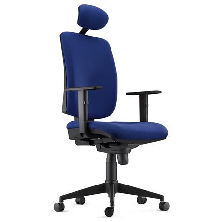 Cadeira Ergonómica PIERO, Apoia Cabeças e Braços Ajustáveis, Máxima Qualidade, Pano, Azul Escuro