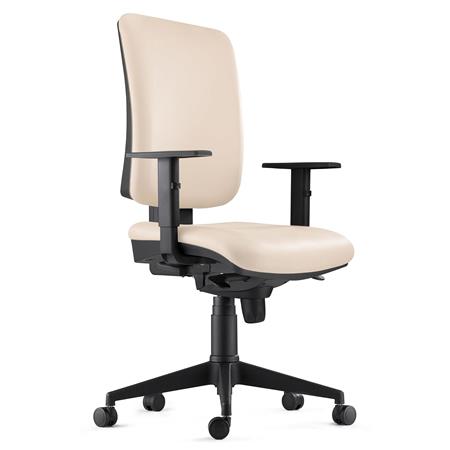 Cadeira Ergonómica PIERO, Comodidade, Braços Ajustáveis, Pele Sintética, Creme