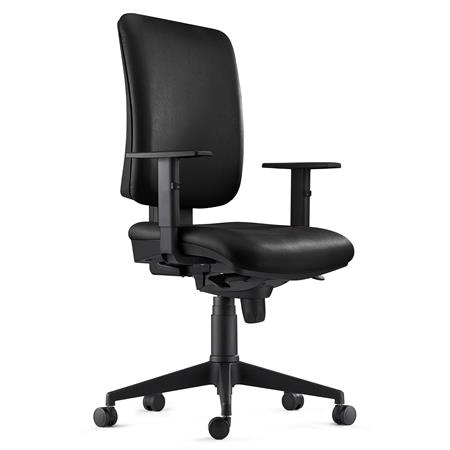 Cadeira Ergonómica PIERO, Comodidade, Braços Ajustáveis, Pele Sintética, Preto