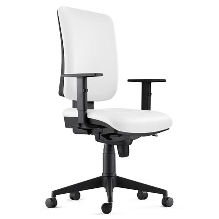 Cadeira Ergonómica PIERO, Braços Ajustáveis, Comodidade, Pele Verdadeira, Branco