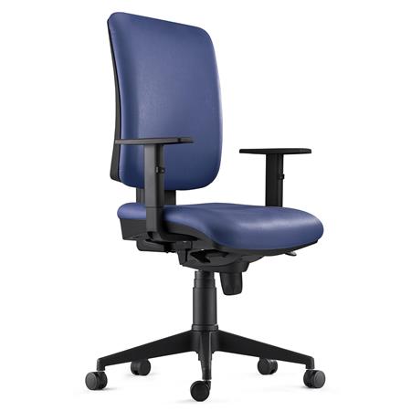 Cadeira Ergonómica PIERO, Braços Ajustáveis, Comodidade, Pele Verdadeira, Azul