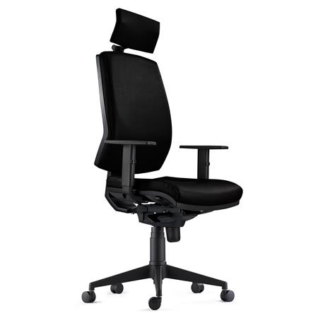 Cadeira Ergonómica OLIVER PELE REAL, Com Apoia Cabeças, Grande Acolchoado, Cor Preto