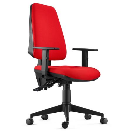 Cadeira Ergonómica INDIANA, em Pano, Vermelho, com Braços Ajustáveis