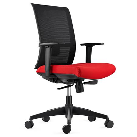 Cadeira Ergonómica EXON, Suporte Lombar, Uso 8 Horas, em Pano e Malha, Cor Vermelho