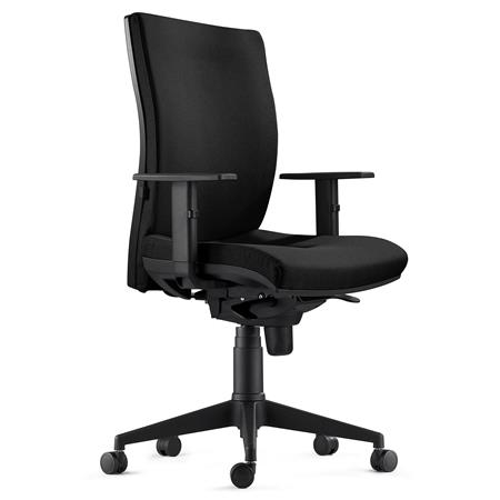 Cadeira ergonómica KEVIN, em Pano Preto, com Apoio Lombar