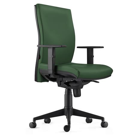 Cadeira ergonómica KEVIN, em Pele Verde, com Apoio Lombar